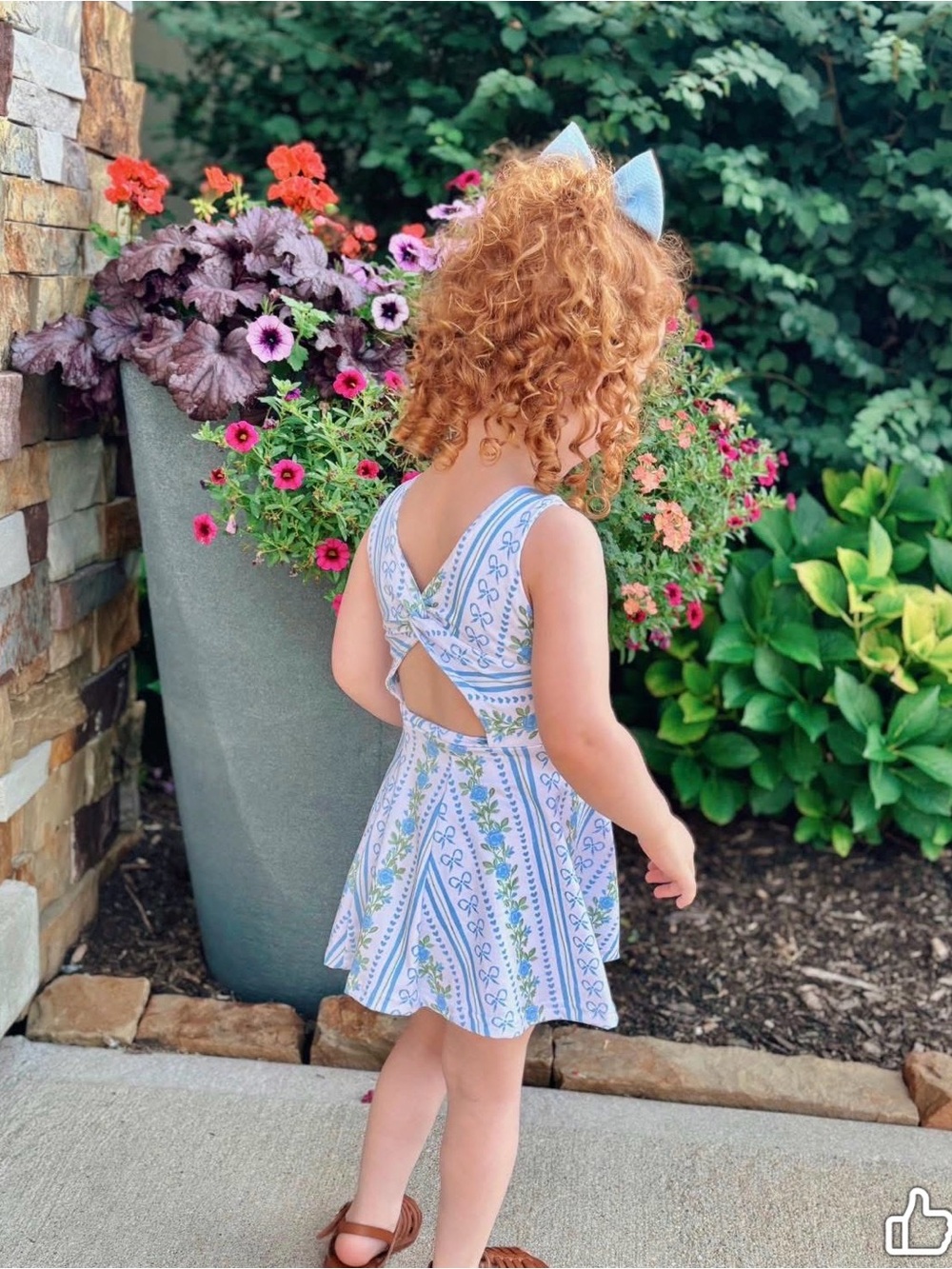 Blue & White Floral Striped wren dress with built in shorts